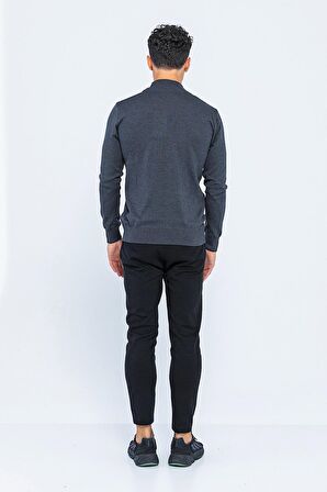 Erkek Slim Fit Düz Renk Balıkçı Yaka Boğazlı Kazak