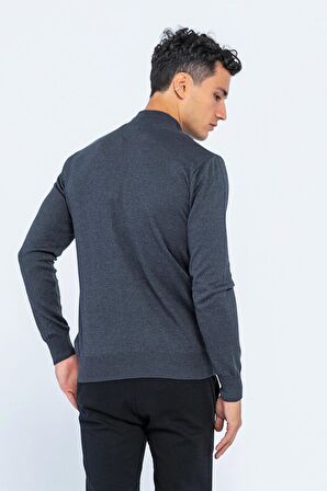Erkek Slim Fit Düz Renk Balıkçı Yaka Boğazlı Kazak