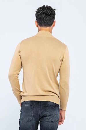 Erkek Slim Fit Düz Renk Balıkçı Yaka Boğazlı Kazak