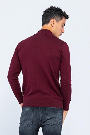 Erkek Slim Fit Düz Renk Balıkçı Yaka Boğazlı Kazak