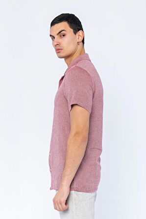 Erkek Regular Fit Düğmeli Kafes Dokuma Kısa Kollu Gömlek 