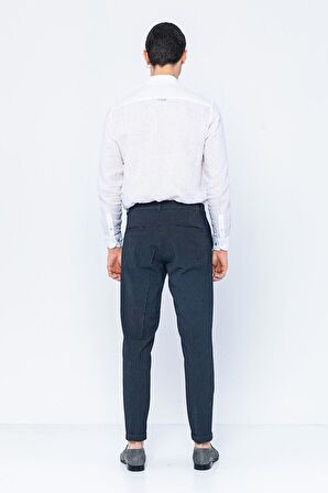 Erkek Çizgili Pileli Düğmeli Fermuarlı Aksesuar Detaylı Bürümcük Kumaş Rahat Pantolon