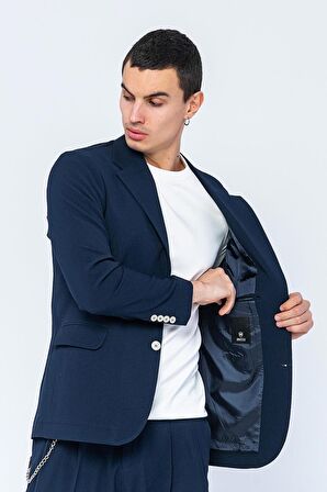 CEKMON Erkek Slim Fit Cepli Düğmeli Bürümcük Kumaş Klasik Ceket