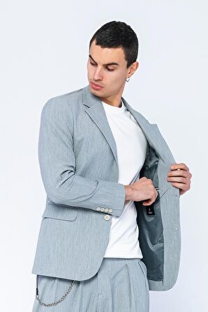 CEKMON Erkek Slim Fit Cepli Düğmeli Bürümcük Kumaş Klasik Ceket