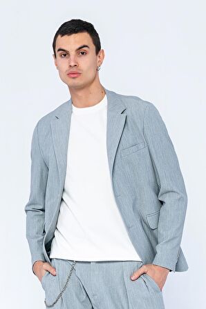 CEKMON Erkek Slim Fit Cepli Düğmeli Bürümcük Kumaş Klasik Ceket