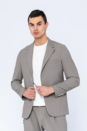 CEKMON Erkek Slim Fit Cepli Düğmeli Bürümcük Kumaş Klasik Ceket