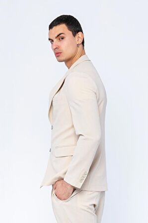 CEKMON Erkek Slim Fit Cepli Düğmeli Bürümcük Kumaş Klasik Ceket
