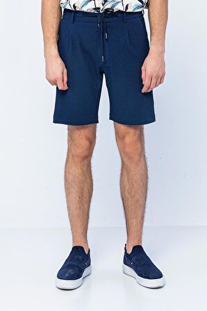 Erkek Relaxed Fit Pileli Bağcıklı Fermuarlı Bürümcük Kumaş Rahat Şort