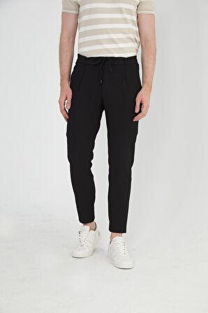 Erkek Regular Fit Fermuarlı ve Bağcıklı Rahat Jogger Pantolon