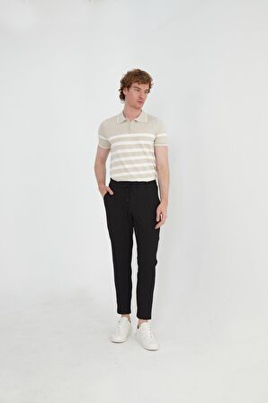Erkek Regular Fit Fermuarlı ve Bağcıklı Rahat Jogger Pantolon