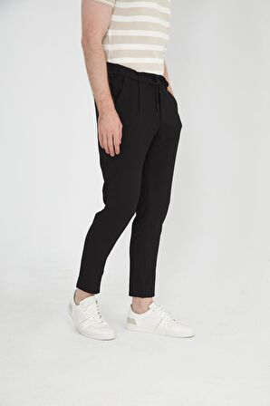 Erkek Regular Fit Fermuarlı ve Bağcıklı Rahat Jogger Pantolon