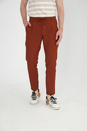 Erkek Regular Fit Fermuarlı ve Bağcıklı Rahat Jogger Pantolon