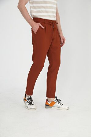 Erkek Regular Fit Fermuarlı ve Bağcıklı Rahat Jogger Pantolon