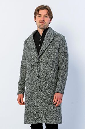 Erkek Regular Fit Düğmeli Cepli Kışlık Astarlı Klasik Uzun Kaşe Kaban