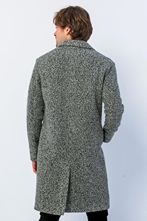 Erkek Regular Fit Düğmeli Cepli Kışlık Astarlı Klasik Uzun Kaşe Kaban