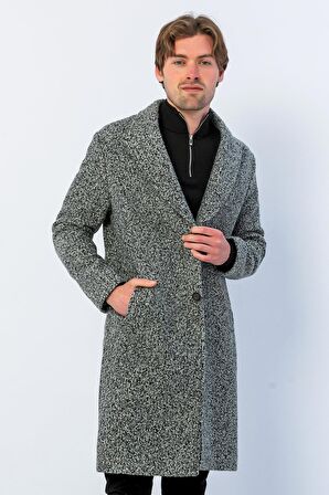 Erkek Regular Fit Düğmeli Cepli Kışlık Astarlı Klasik Uzun Kaşe Kaban