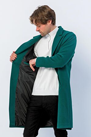 Erkek Regular Fit Düğmeli Cepli Kışlık Astarlı Klasik Uzun Kaşe Kaban