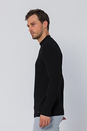 Erkek Regular Fit Düz Renk Balıkçı Yaka Boğazlı Uzun Kollu Triko Kazak