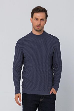 Erkek Regular Fit Düz Renk Balıkçı Yaka Boğazlı Uzun Kollu Triko Kazak