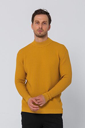 Erkek Regular Fit Düz Renk Balıkçı Yaka Boğazlı Uzun Kollu Triko Kazak