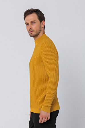 Erkek Regular Fit Düz Renk Balıkçı Yaka Boğazlı Uzun Kollu Triko Kazak