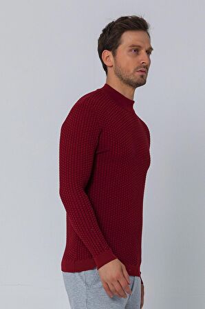 Erkek Regular Fit Düz Renk Balıkçı Yaka Boğazlı Uzun Kollu Triko Kazak