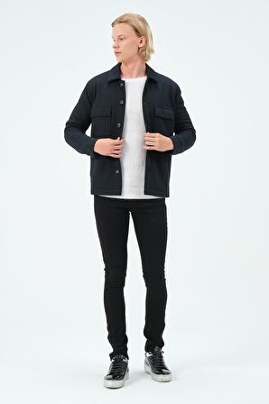 CEKMON Erkek Düğmeli Çok Cepli Rahat Regular Fit Klasik Ceket