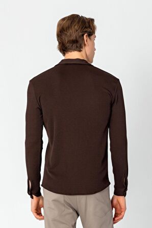 Erkek Regular Fit Rahat Giyim Apaş Yaka Yırtmaçlı Gömlek