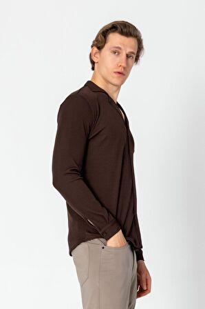 Erkek Regular Fit Rahat Giyim Apaş Yaka Yırtmaçlı Gömlek