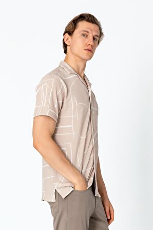 Erkek Regular Fit Desenli Yazlık Rahat Gömlek