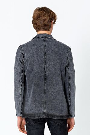 CEKMON Erkek Regular Fit Denim Dokuma Sade Rahat Ceket