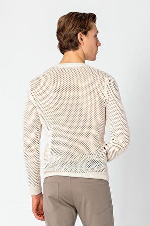 Erkek Fit File Örgülü Bisiklet Yaka Rahat Triko