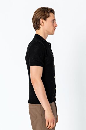 Erkek Regular Fit Örme Rahat Düğmeli Yumuşak Gömlek