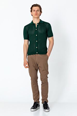 Erkek Regular Fit Örme Rahat Düğmeli Yumuşak Gömlek