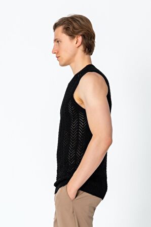 Erkek Regular Fit Örme Pamuk Rahat Kolsuz Triko