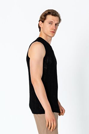 Erkek Regular Fit Örme Pamuk Rahat Kolsuz Triko