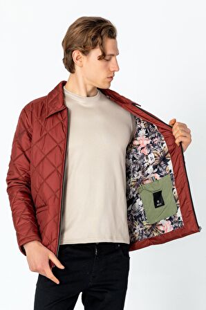 Erkek Regular Fit İçi Desenli Rahat Şık Mont