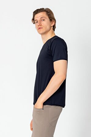 Erkek Fit Rahat Esnek Nefes Alan Bisiklet Yaka T-Shirt