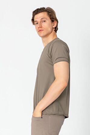 Erkek Fit Rahat Esnek Nefes Alan Bisiklet Yaka T-Shirt