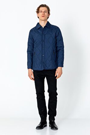 Erkek Regular Fit İçi Desenli Düğmeli Rahat Mont