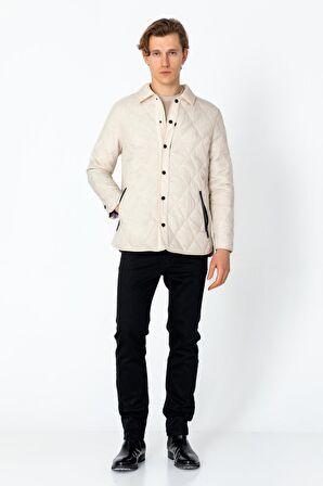 Erkek Regular Fit İçi Desenli Düğmeli Rahat Mont