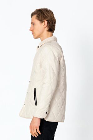 Erkek Regular Fit İçi Desenli Düğmeli Rahat Mont