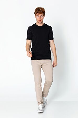 Erkek Fit Extra Rahat Yuvarlak Yaka Sade T-Shirt
