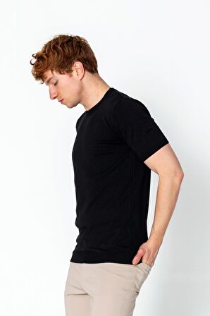 Erkek Fit Extra Rahat Yuvarlak Yaka Sade T-Shirt