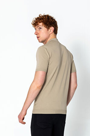 Erkek Fit Extra Polo Yaka Yarım Fermuarlı Klasik Triko T-Shirt