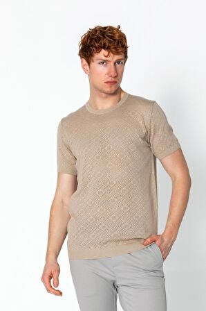 Erkek Regular Fit Bisiklet Yaka Rahat Örme T-shirt