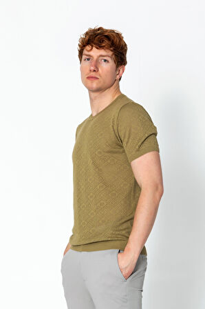 Erkek Regular Fit Bisiklet Yaka Rahat Örme T-shirt