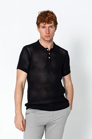 Erkek Fit Polo Yaka Extra Rahat Düğmeli Örme T-shirt