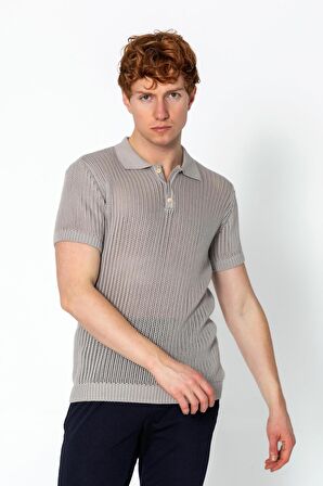 Erkek Fit Polo Yaka Extra Rahat Düğmeli Örme T-shirt