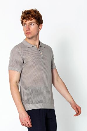 Erkek Fit Polo Yaka Extra Rahat Düğmeli Örme T-shirt